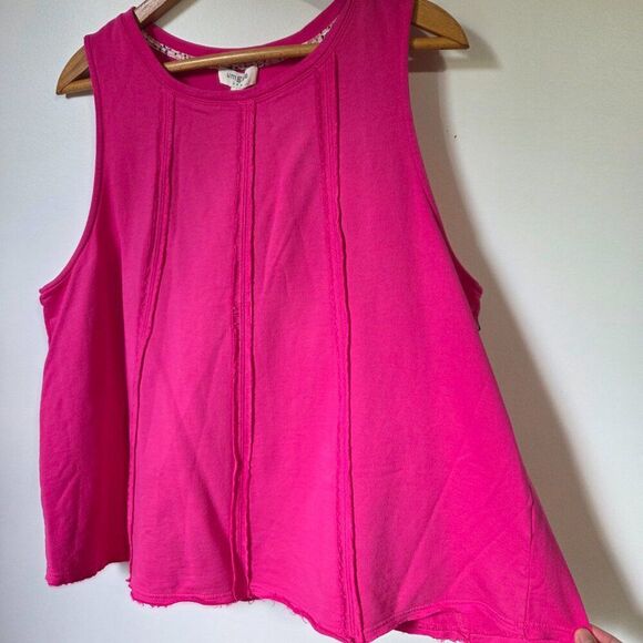 NWT UMGEE PINK SLEEVELESS SWING STYLE RAW HEM TOP SIZE LARGE - Picture 1 of 15